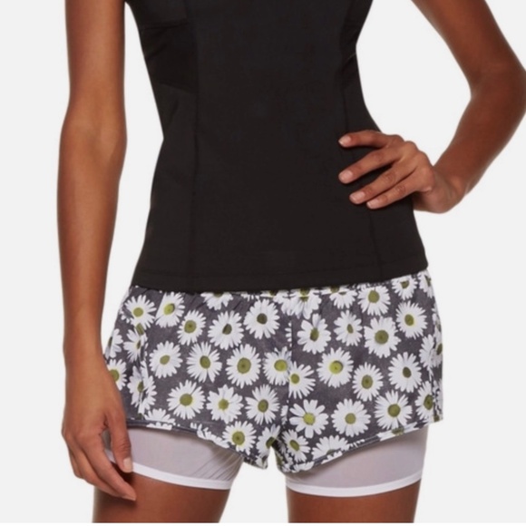 ★NWT adidas by stella mccartney Layered floral-print stretch-mesh short S★ - Picture 1 of 9